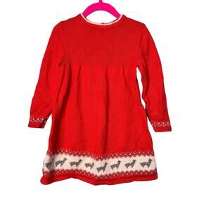 Baby Boden Fair Isle Alpaca Red Cashmere and Wool Blend Sweater Dress